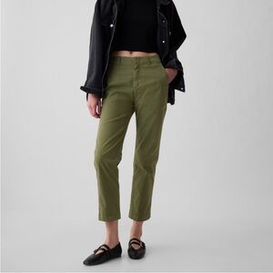 GAP Downtown Khaki Pants Olive Green Size 4 | Slim Ankle Stretch Cotton Chinos